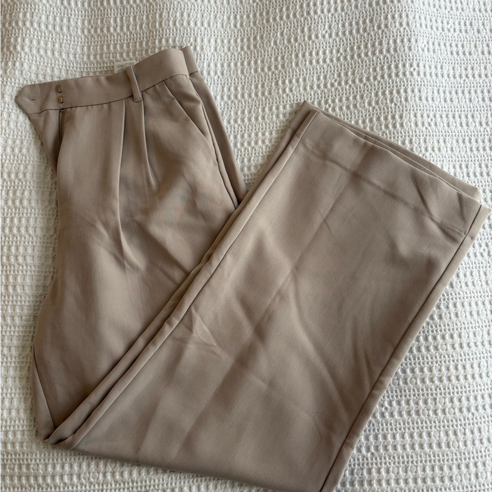 Abercrombie & Fitch Cream Sloan Tailored Wide Leg Pants